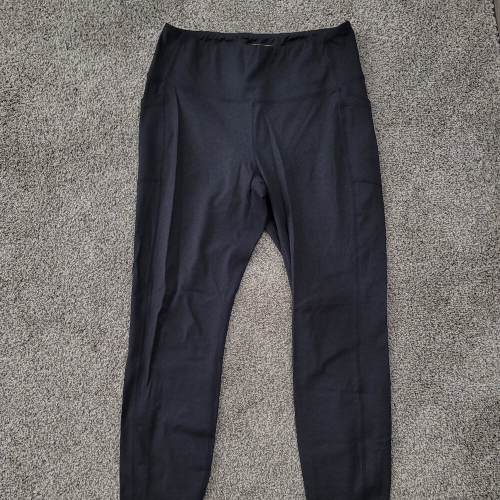 Ladies Mondetta Black Variegated Leggings Large Side Pockets